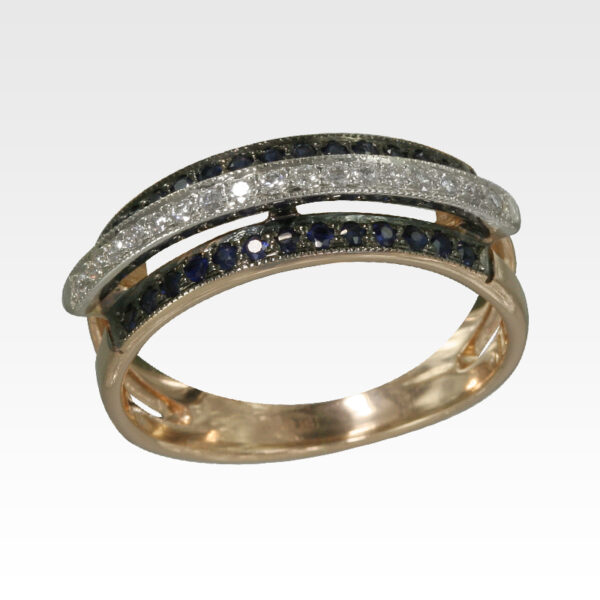 Кольцо из золота с сапфирами и бриллиантами Арт0301105